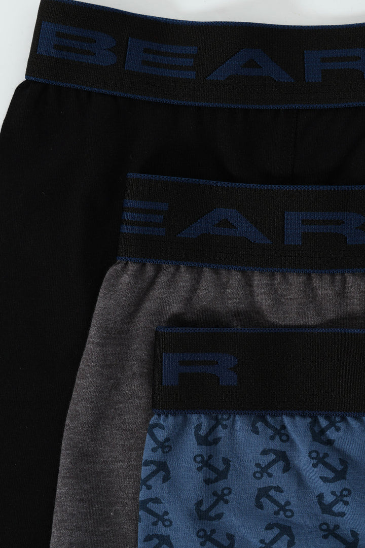 3 Pack Plain Bodyshorts - Navy/Grey Melange/Black