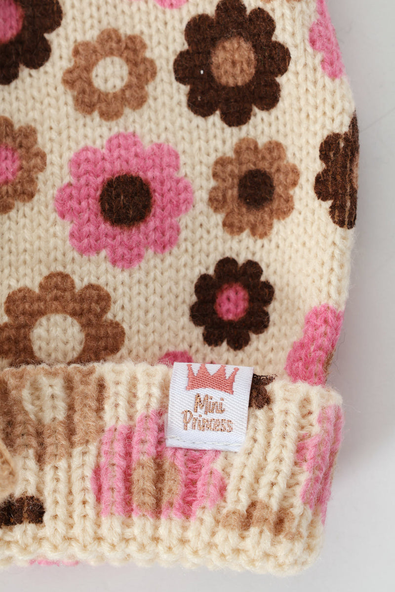 Baby Girls 2 Pack Daisy Beanie - Light Brown