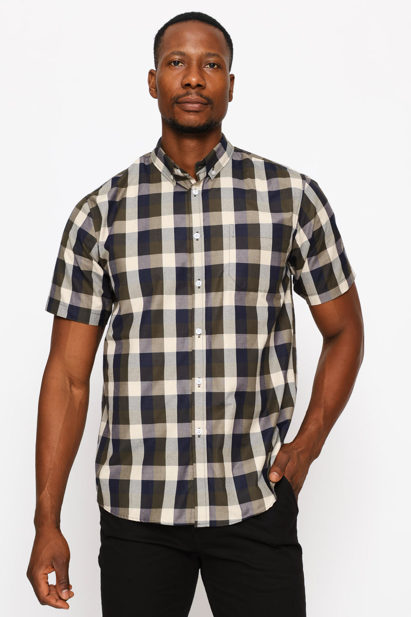 Regular Check Shirt - Fatigue/Stone/Navy