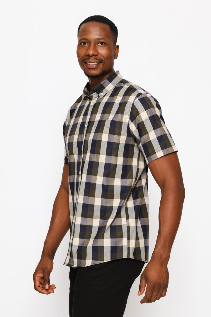 Regular Check Shirt - Fatigue/Stone/Navy