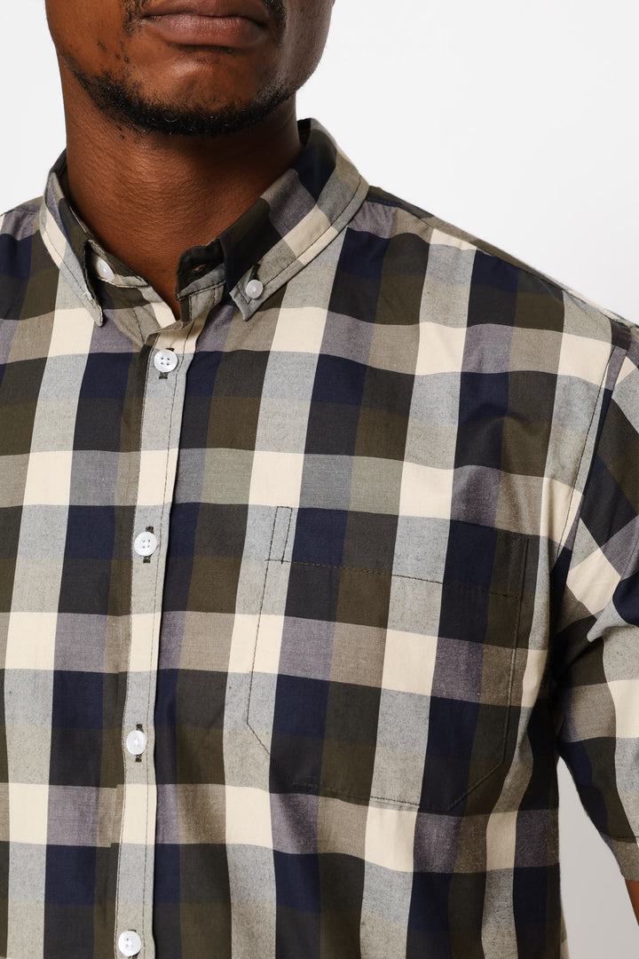 Regular Check Shirt - Fatigue/Stone/Navy