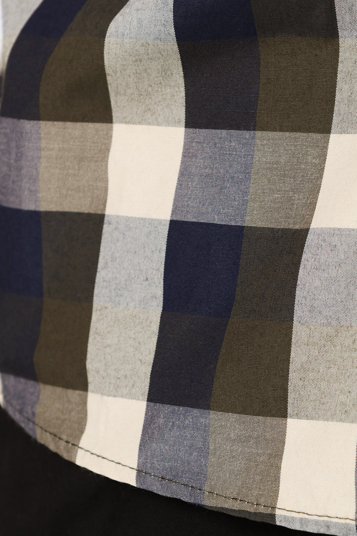 Regular Check Shirt - Fatigue/Stone/Navy