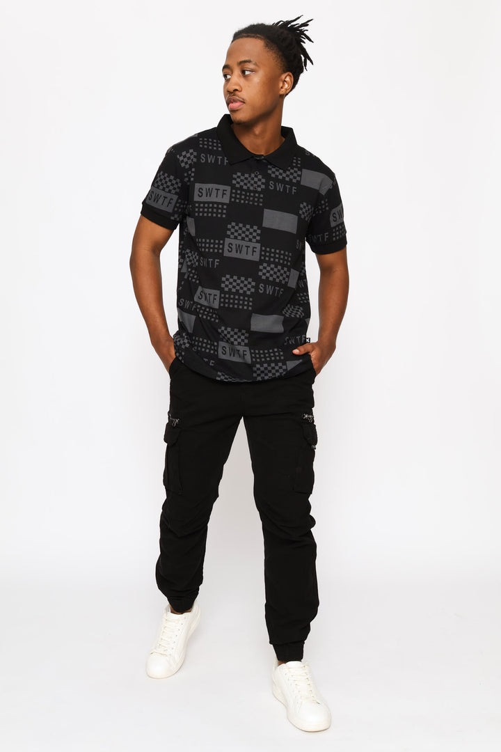 Checker Print Golfer - Black