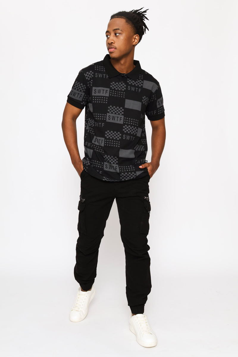 Checker Print Golfer - Black