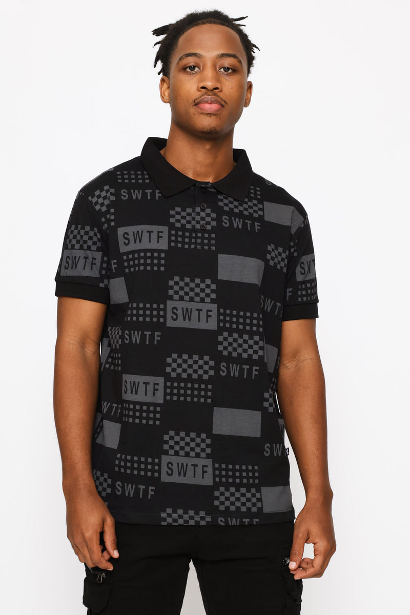 Checker Print Golfer - Black