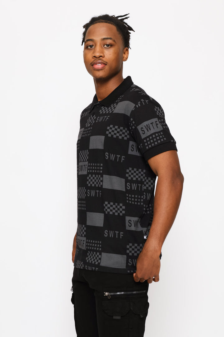 Checker Print Golfer - Black