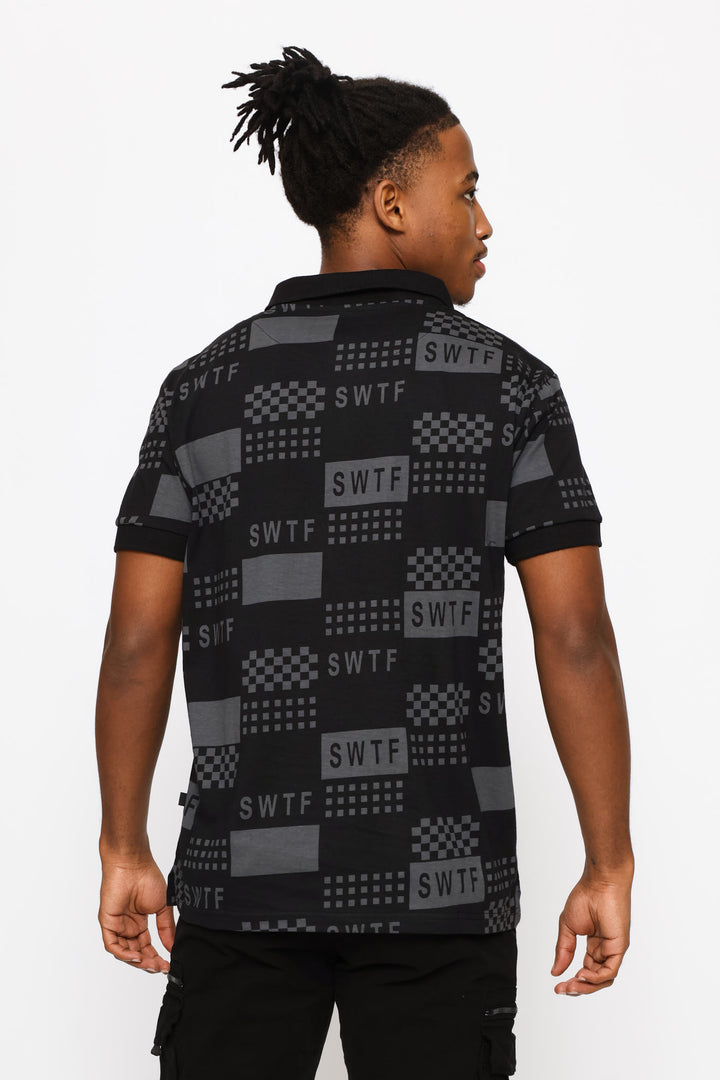 Checker Print Golfer - Black