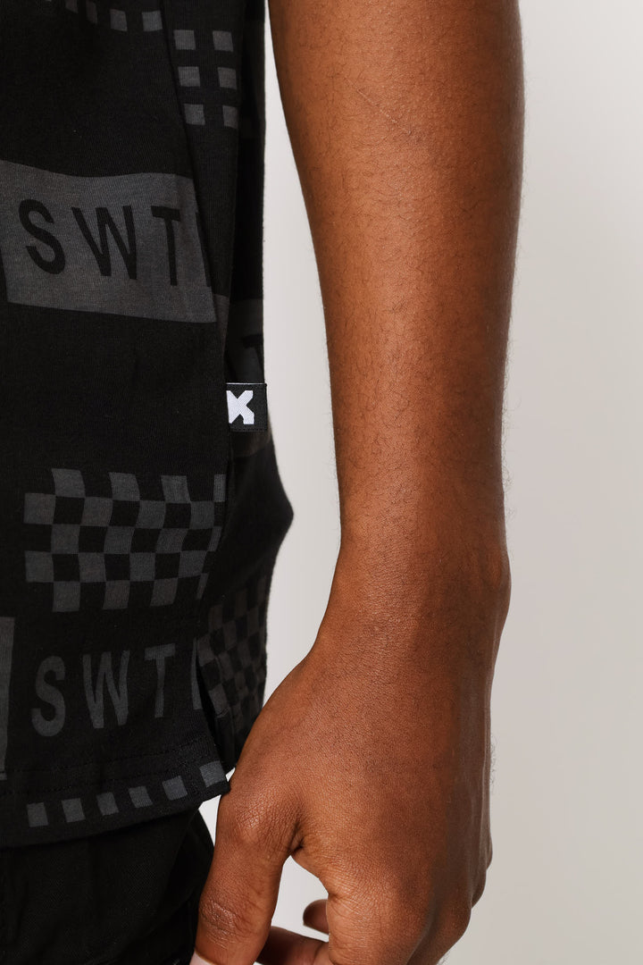 Checker Print Golfer - Black