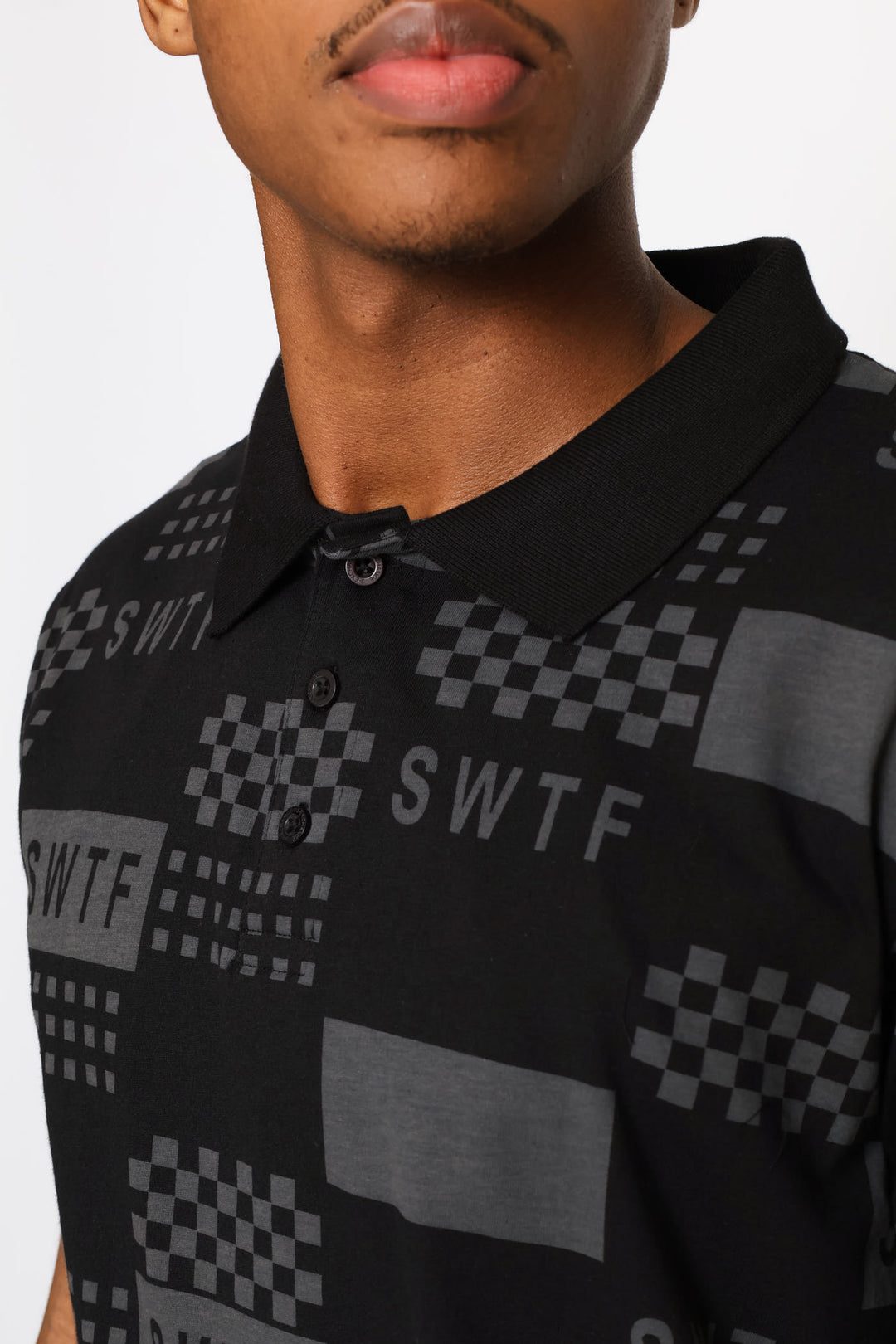 Checker Print Golfer - Black