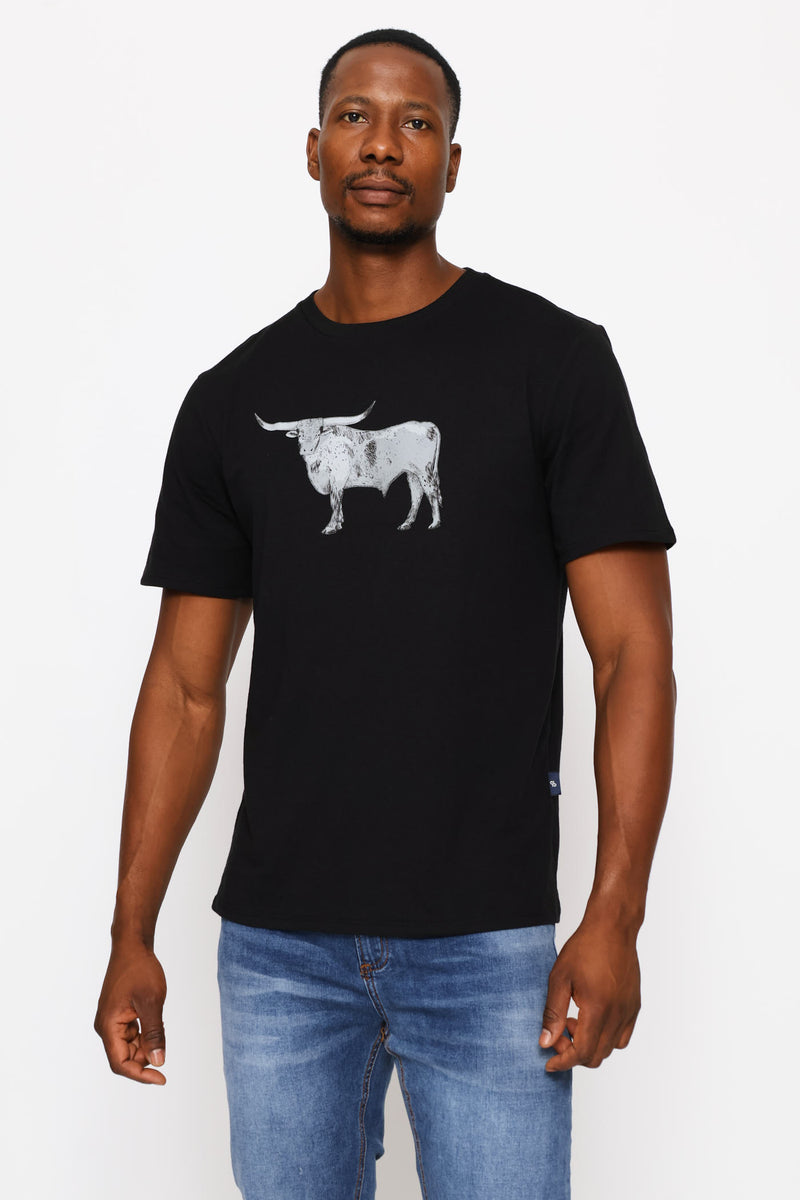 Nguni Steer Tee - Black