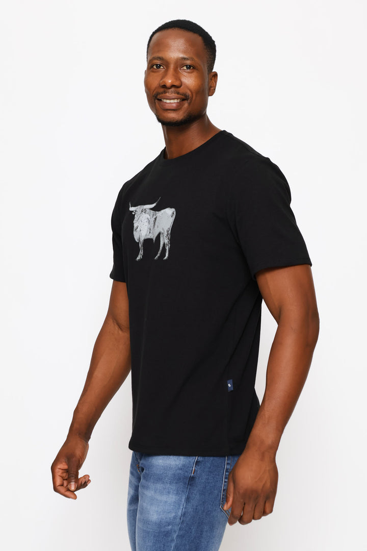Nguni Steer Tee - Black