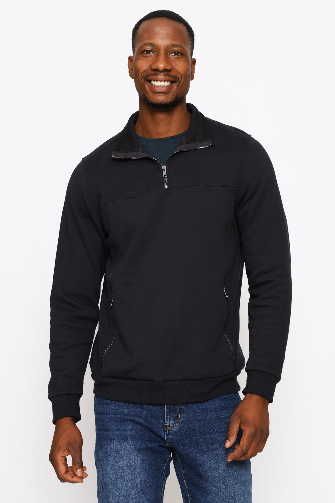 Quarter Zip Panel Track Top - Gunmetal
