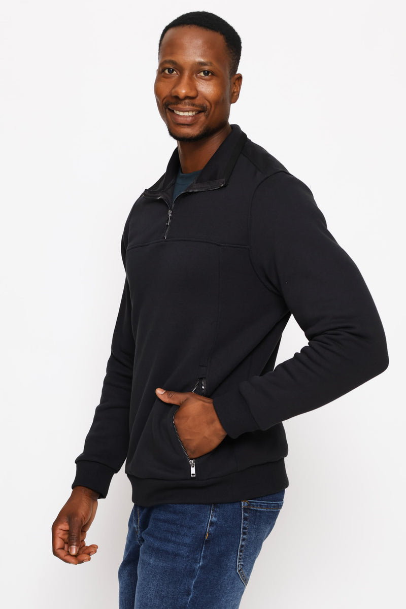Quarter Zip Panel Track Top - Gunmetal