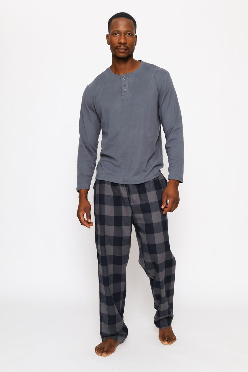Long Sleeve Henley Interlock Top - Indigo