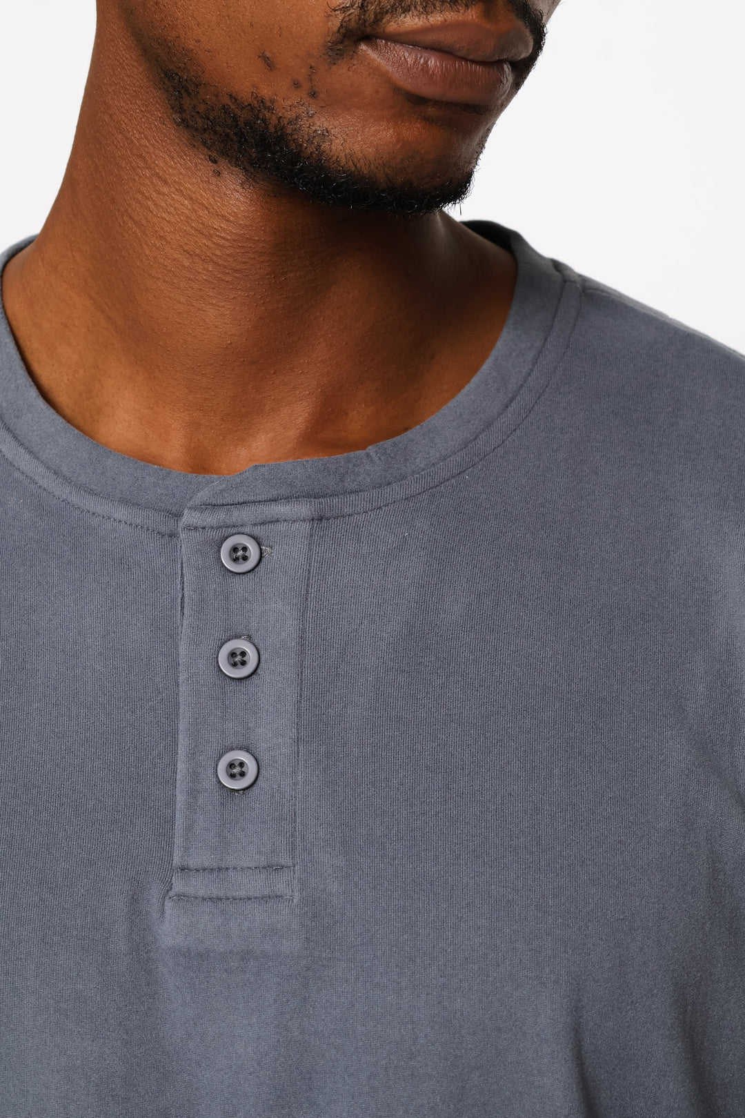 Long Sleeve Henley Interlock Top - Indigo
