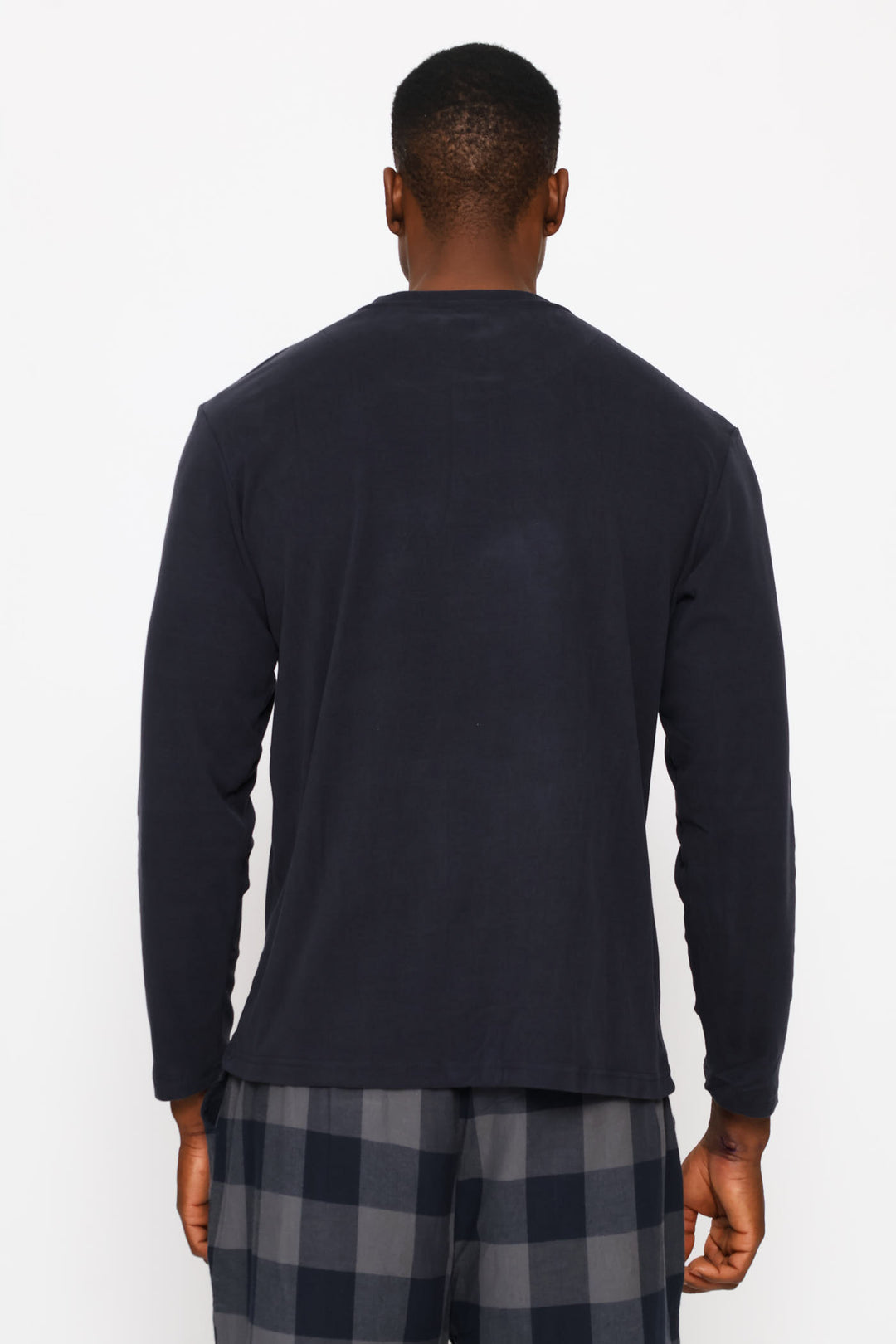 Long Sleeve Henley Interlock Top - Navy