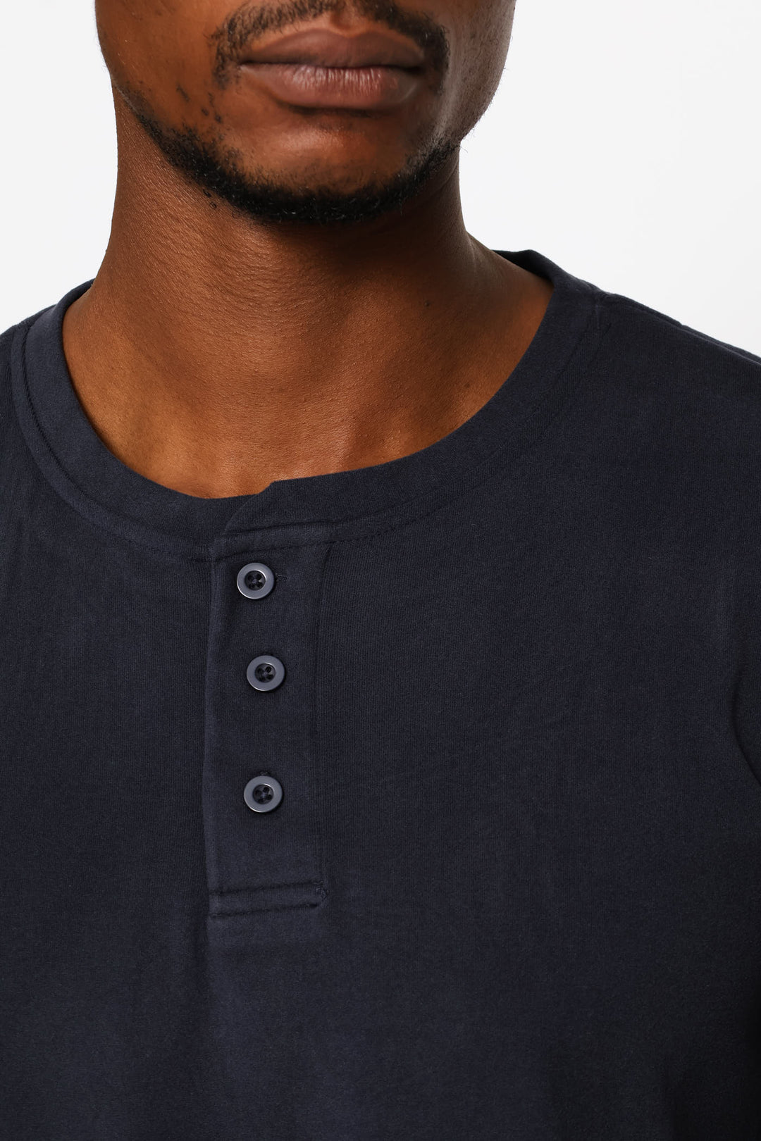 Long Sleeve Henley Interlock Top - Navy