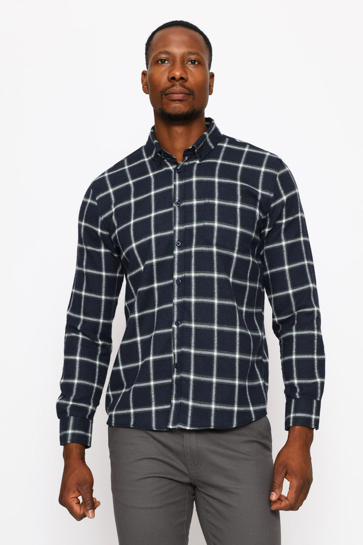 Plaid Shirt - Navy/Fatigue