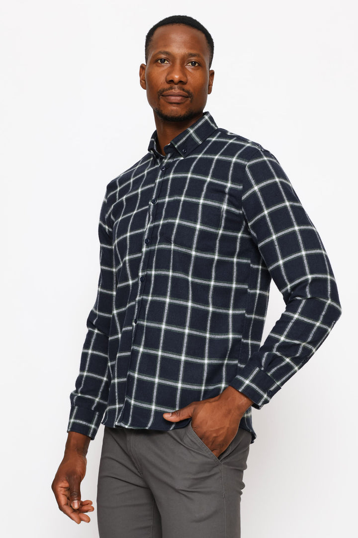 Plaid Shirt - Navy/Fatigue