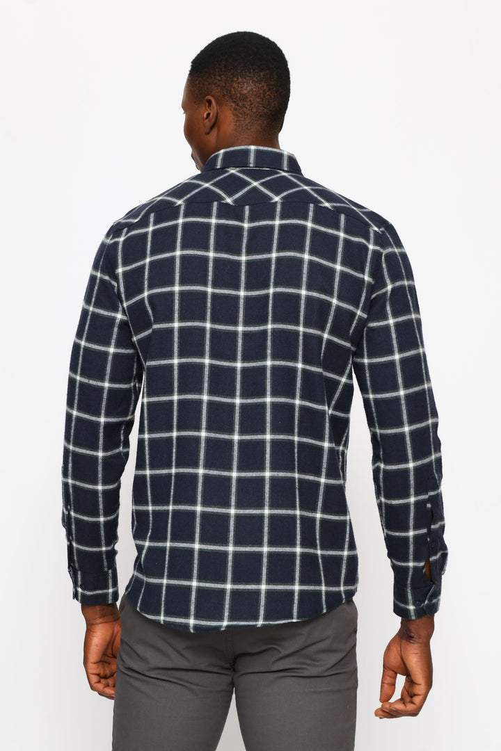 Plaid Shirt - Navy/Fatigue