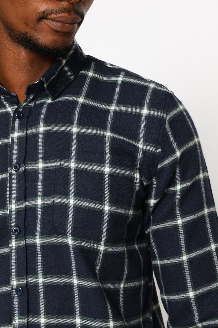 Plaid Shirt - Navy/Fatigue