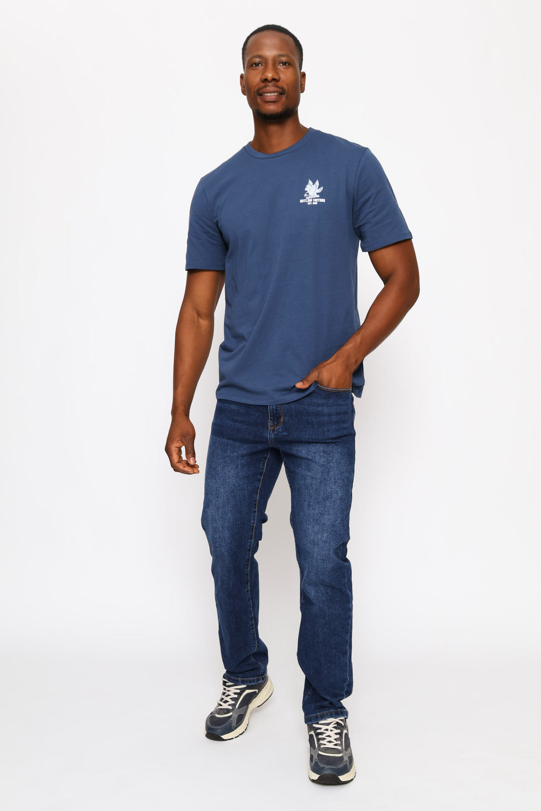 Eagle Chest Print Tee - Steel Blue