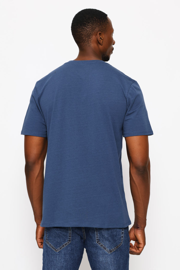 Eagle Chest Print Tee - Steel Blue