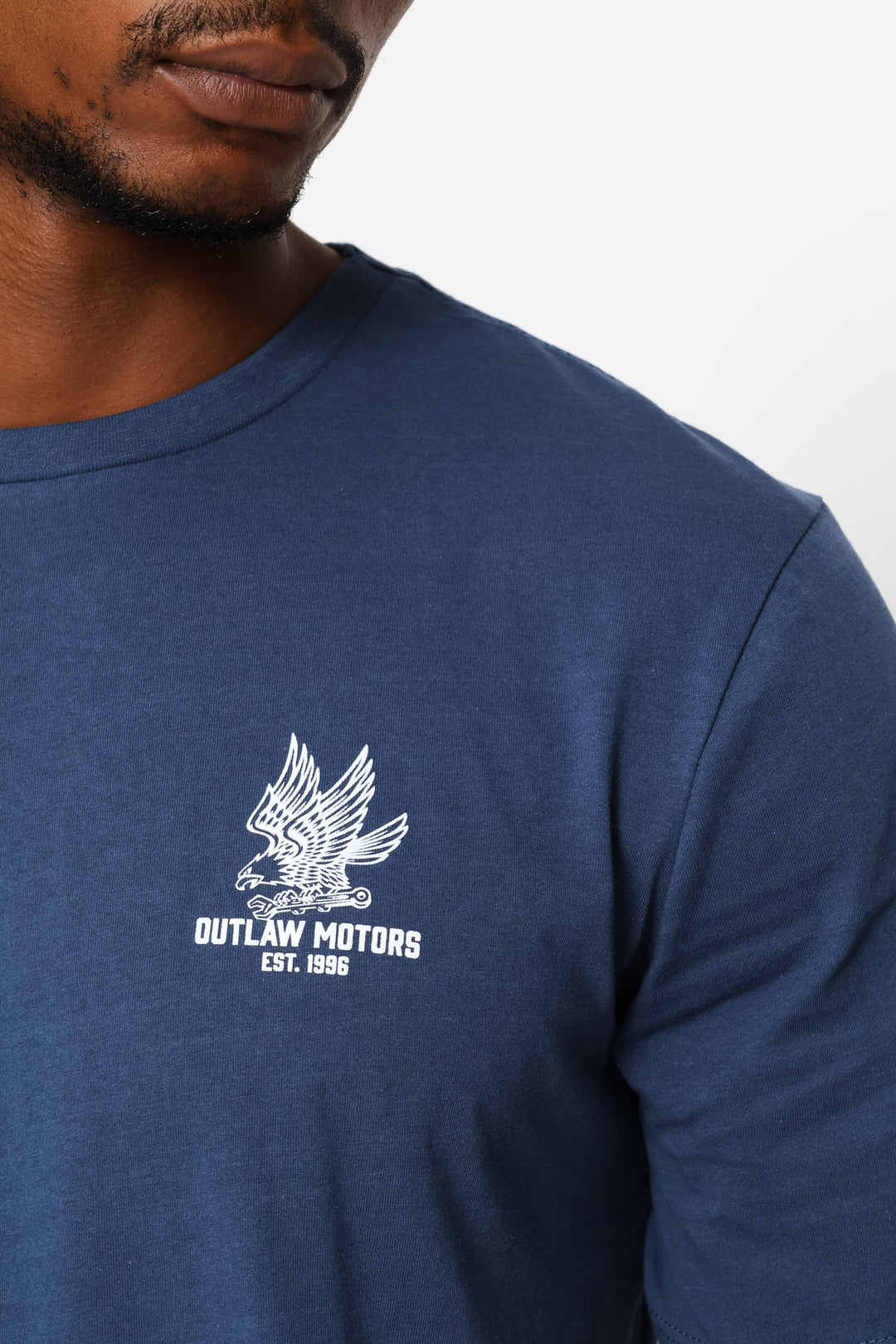 Eagle Chest Print Tee - Steel Blue