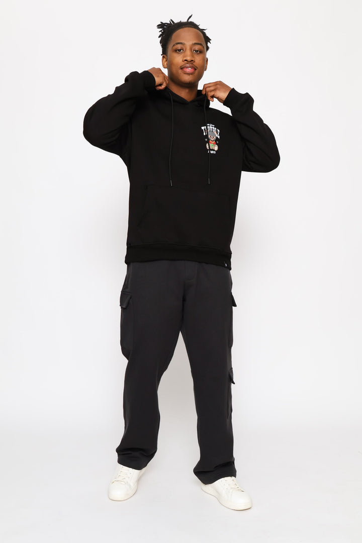 Gb Printed Hoody Fleece Top - Black