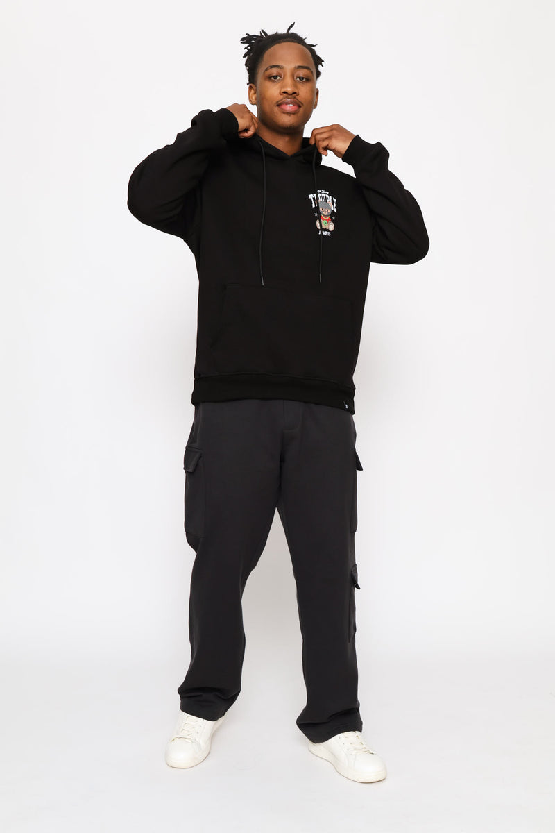 Gb Printed Hoody Fleece Top - Black