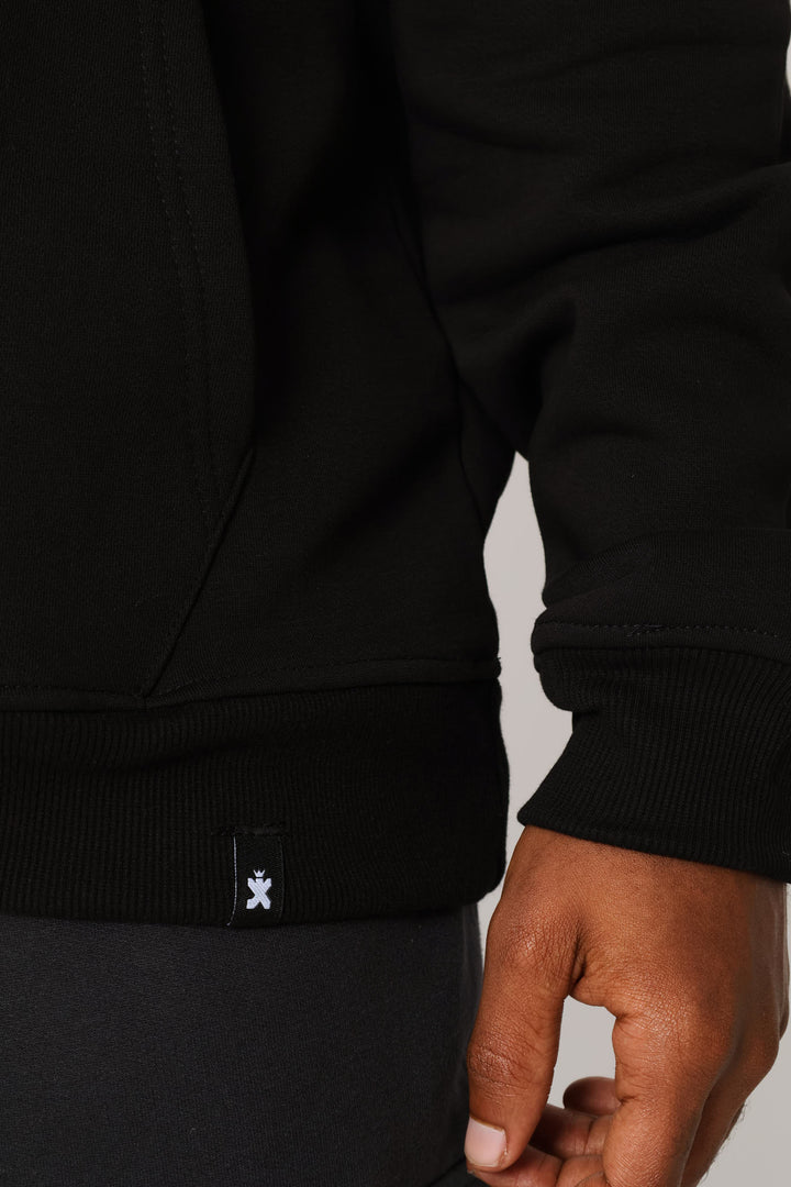 Gb Printed Hoody Fleece Top - Black