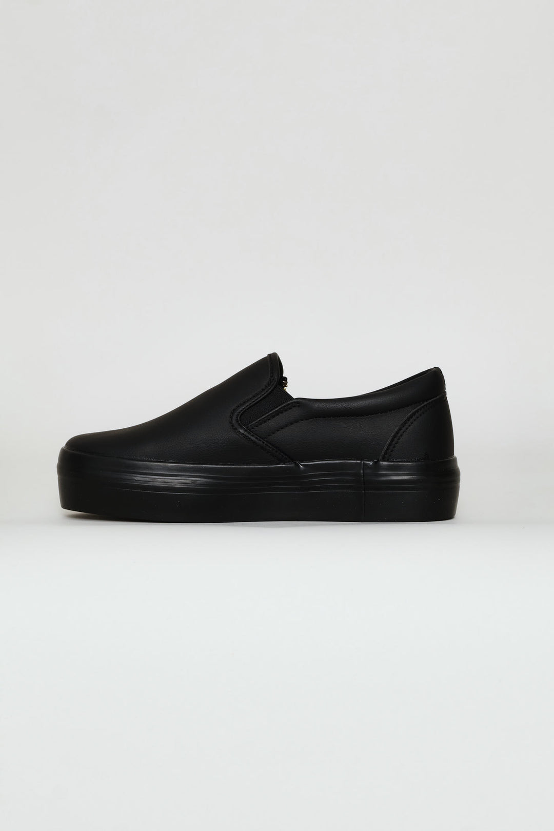 Platform Mono Slip On Sneaker With Side Zip - Black