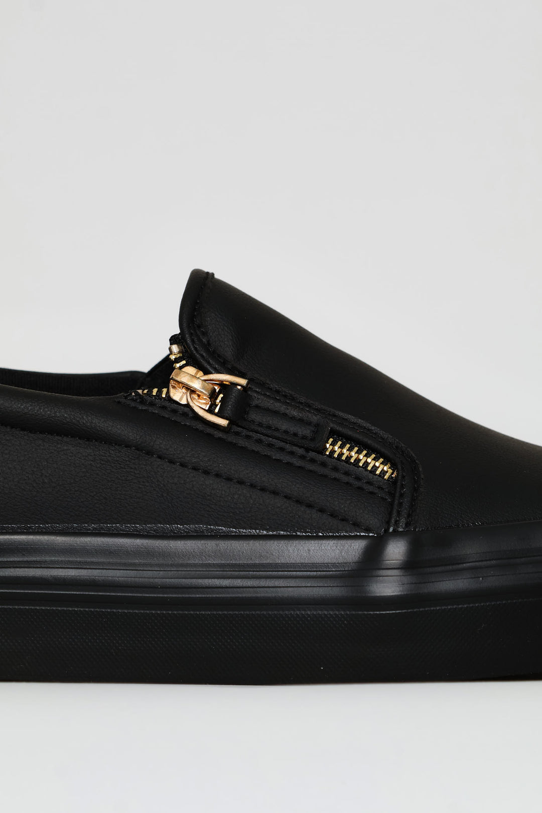 Platform Mono Slip On Sneaker With Side Zip - Black