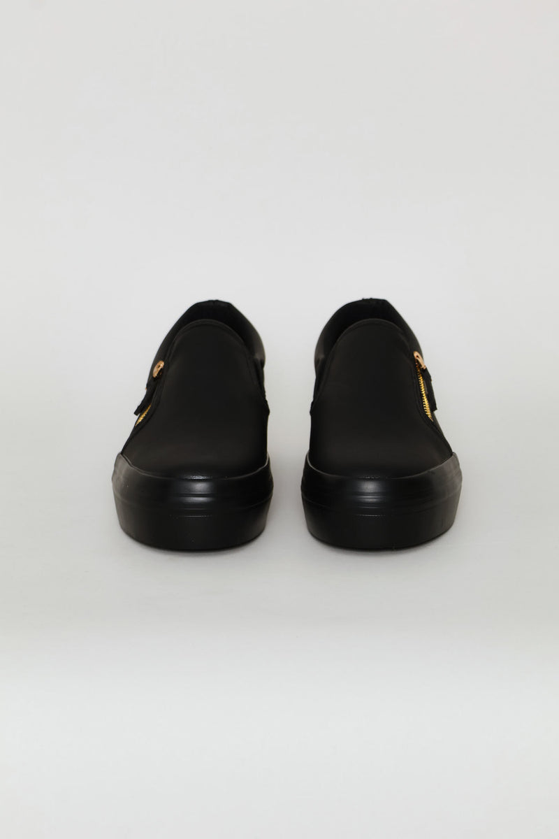 Platform Mono Slip On Sneaker With Side Zip - Black