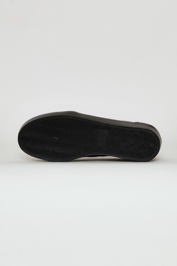 Platform Mono Slip On Sneaker With Side Zip - Black