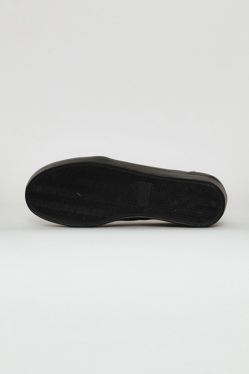 Platform Mono Slip On Sneaker With Side Zip - Black
