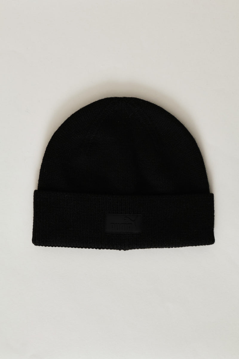 Essential Elevated Rubber Patch Low Crown Beanie - Black