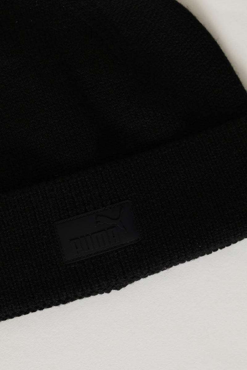 Essential Elevated Rubber Patch Low Crown Beanie - Black