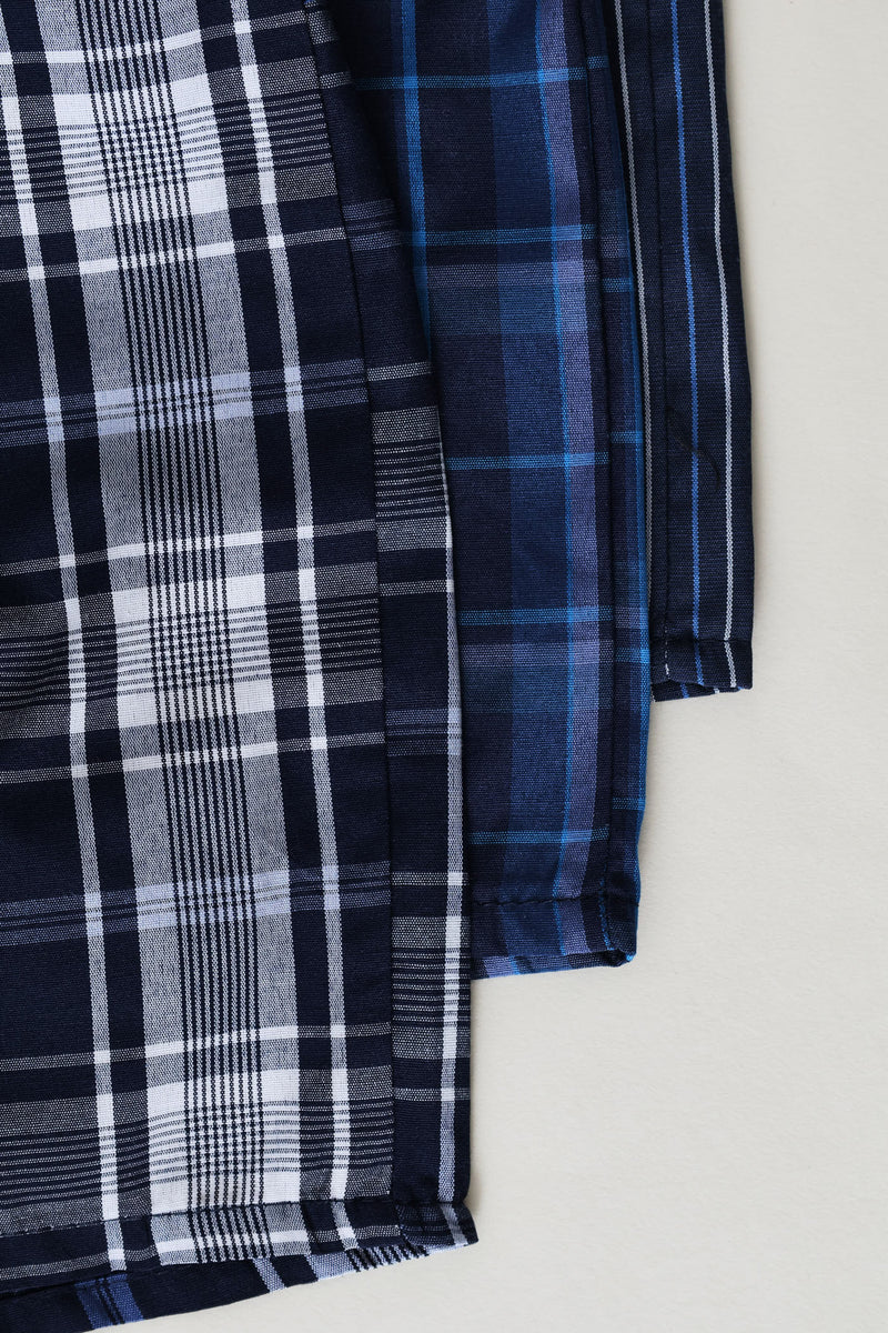 3 Pack Check & Stripe Poly Woven Boxers - Multi