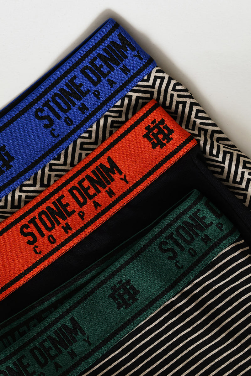 3 Pack Long Length Fashion Trunks - Multi