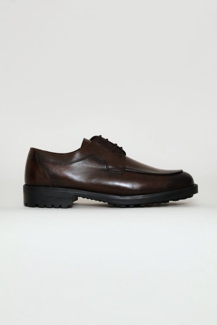 Leather Smart Casual Lace Up Shoe - Chocolate