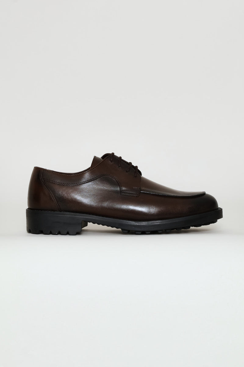 Leather Smart Casual Lace Up Shoe - Chocolate