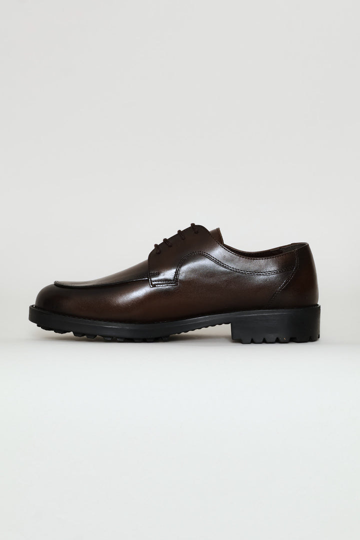 Leather Smart Casual Lace Up Shoe - Chocolate
