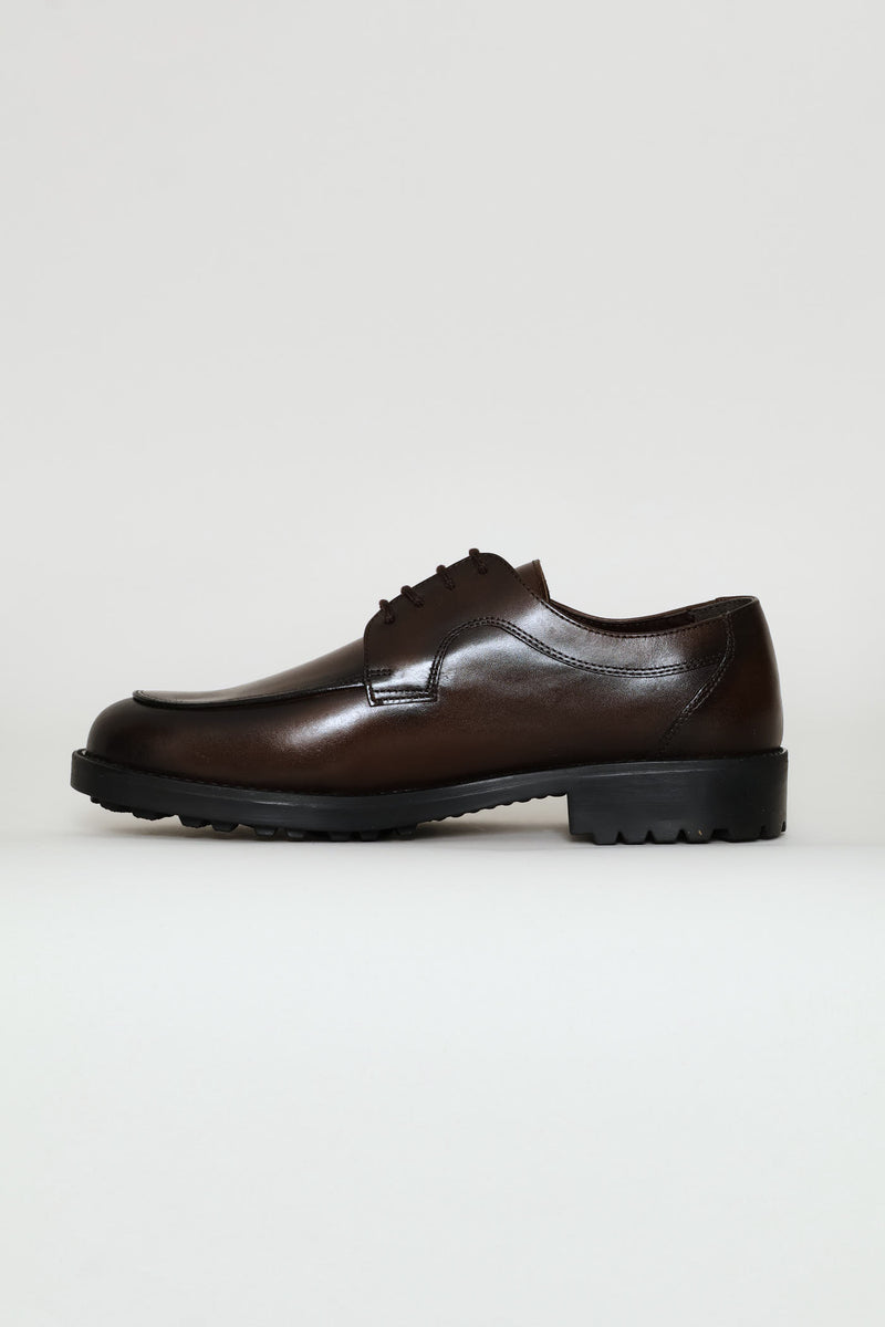 Leather Smart Casual Lace Up Shoe - Chocolate