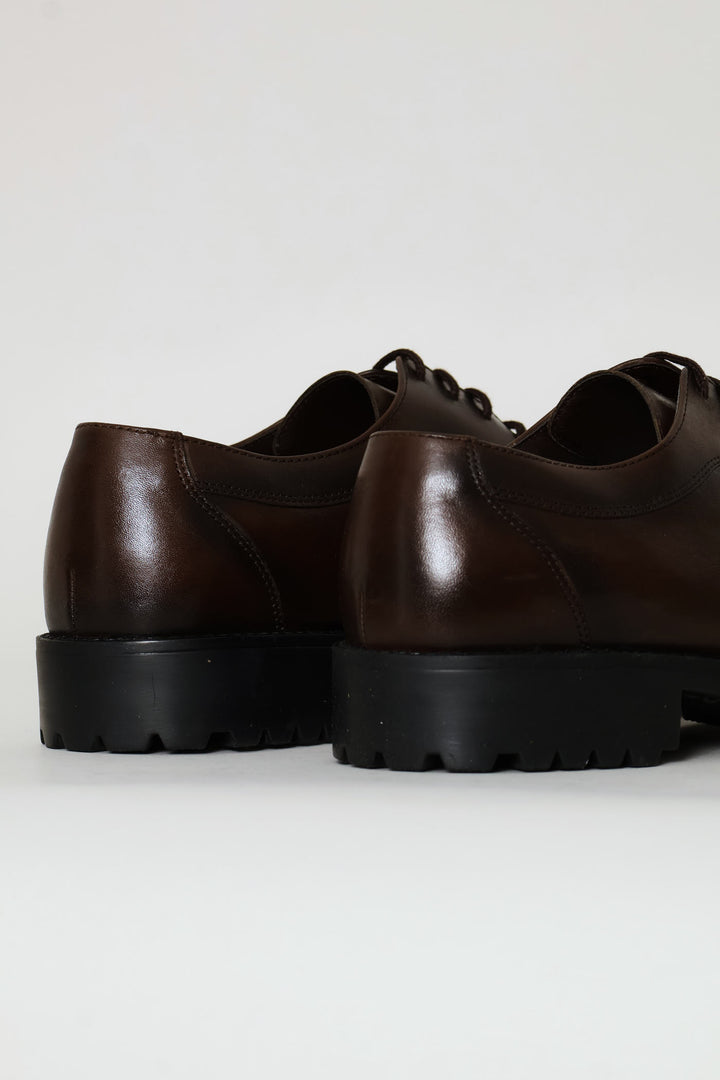 Leather Smart Casual Lace Up Shoe - Chocolate