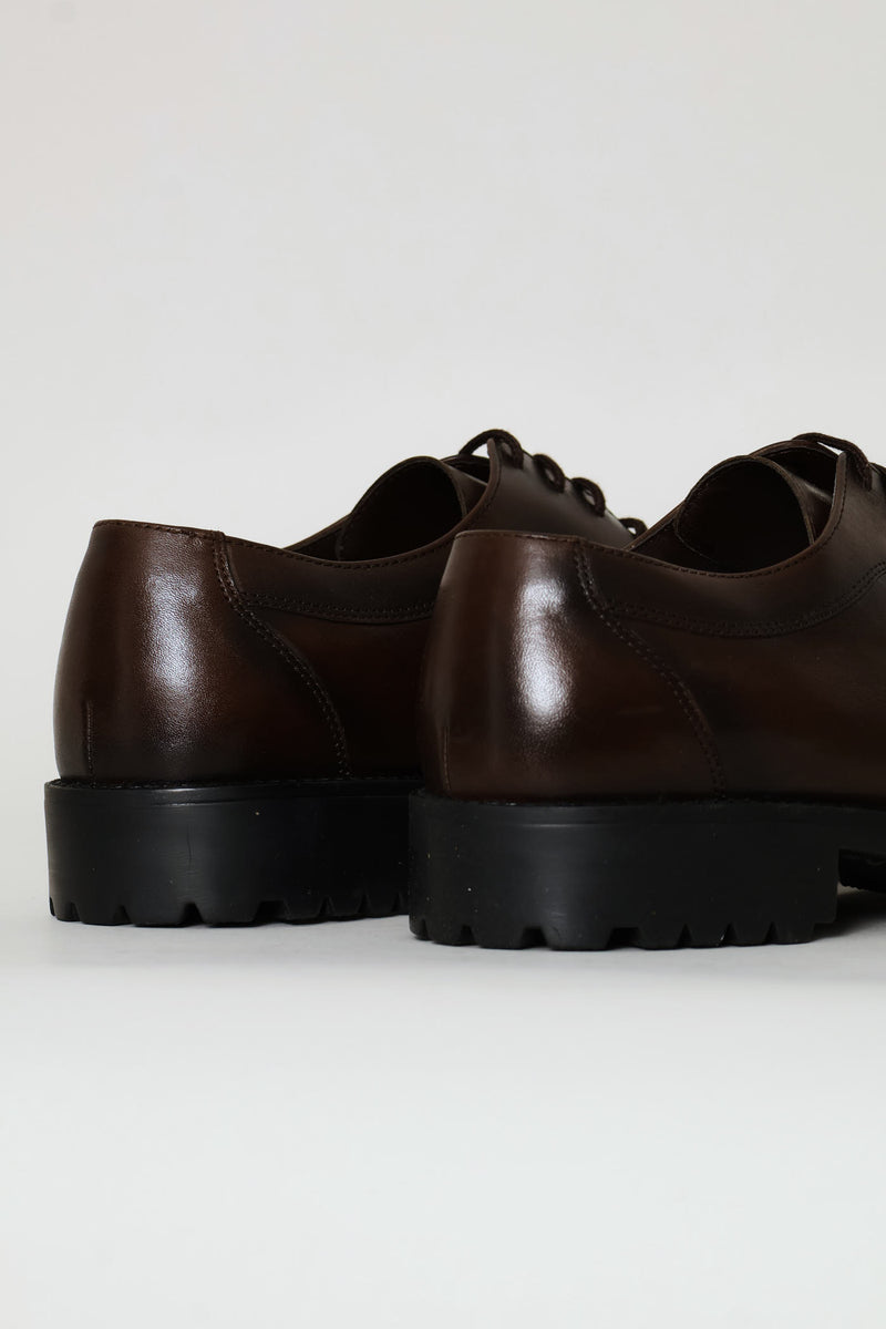 Leather Smart Casual Lace Up Shoe - Chocolate