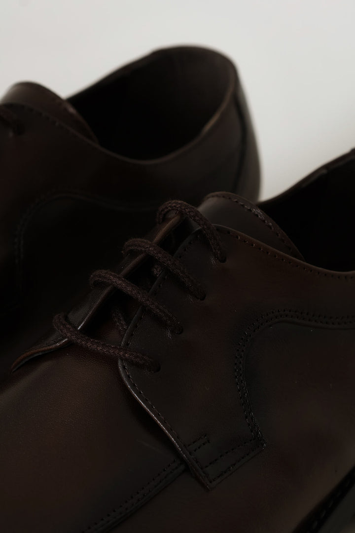 Leather Smart Casual Lace Up Shoe - Chocolate