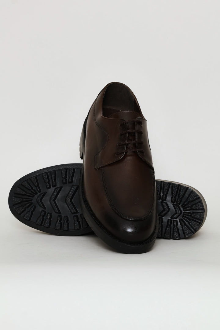 Leather Smart Casual Lace Up Shoe - Chocolate