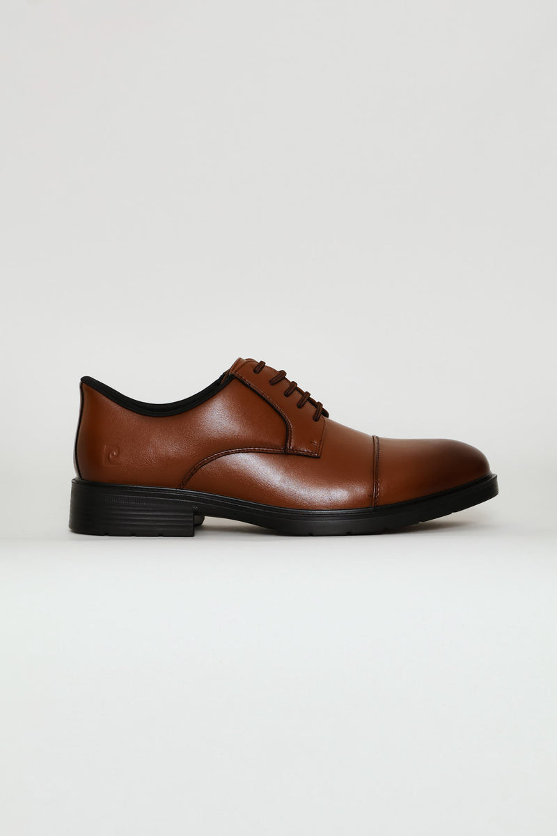 Eezy Fit Toe Cap Derby Shoe - Tan