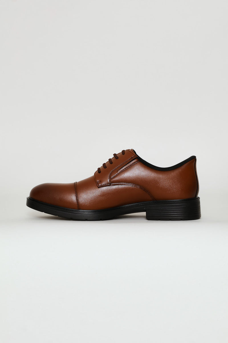 Eezy Fit Toe Cap Derby Shoe - Tan